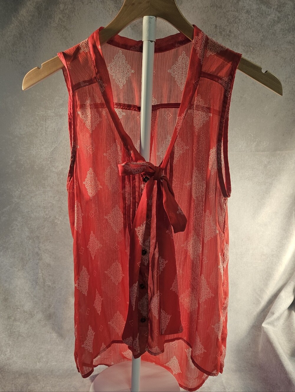Xhilaration Pink Coral Floral Sheer Top